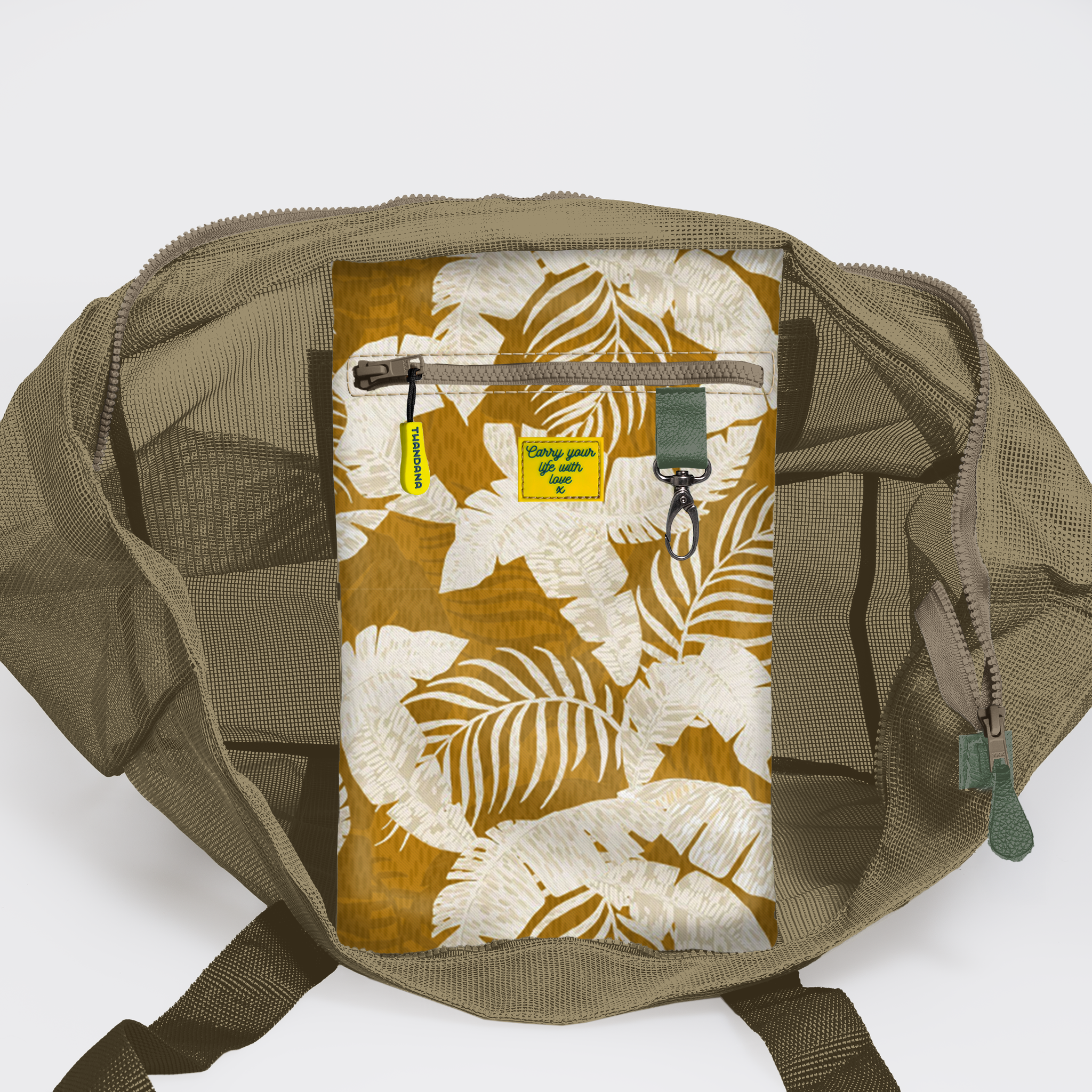 Meshie Jumbo Beach Bag | Olive Fauna - Earth Utility Shopper Bag by Thandana
