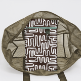 Meshie Jumbo Beach Bag | Olive Geo - Black Utility Shopper Bag by Thandana