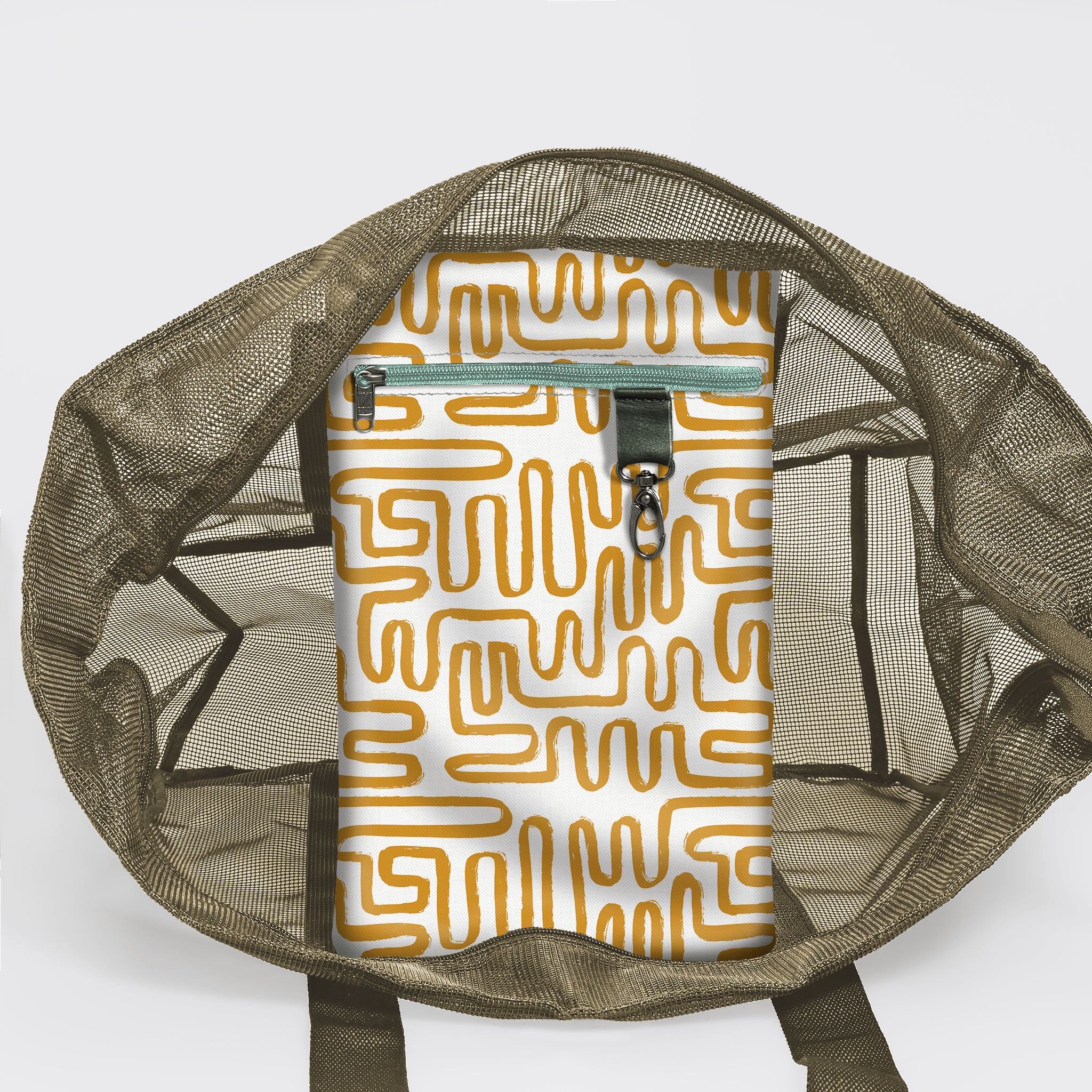 Meshie Jumbo Beach Bag | Olive Geo - Sand Utility Shopper Bag by Thandana