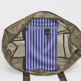 Meshie Jumbo Beach Bag | Olive Linear - Jet Utility Shopper Bag by Thandana