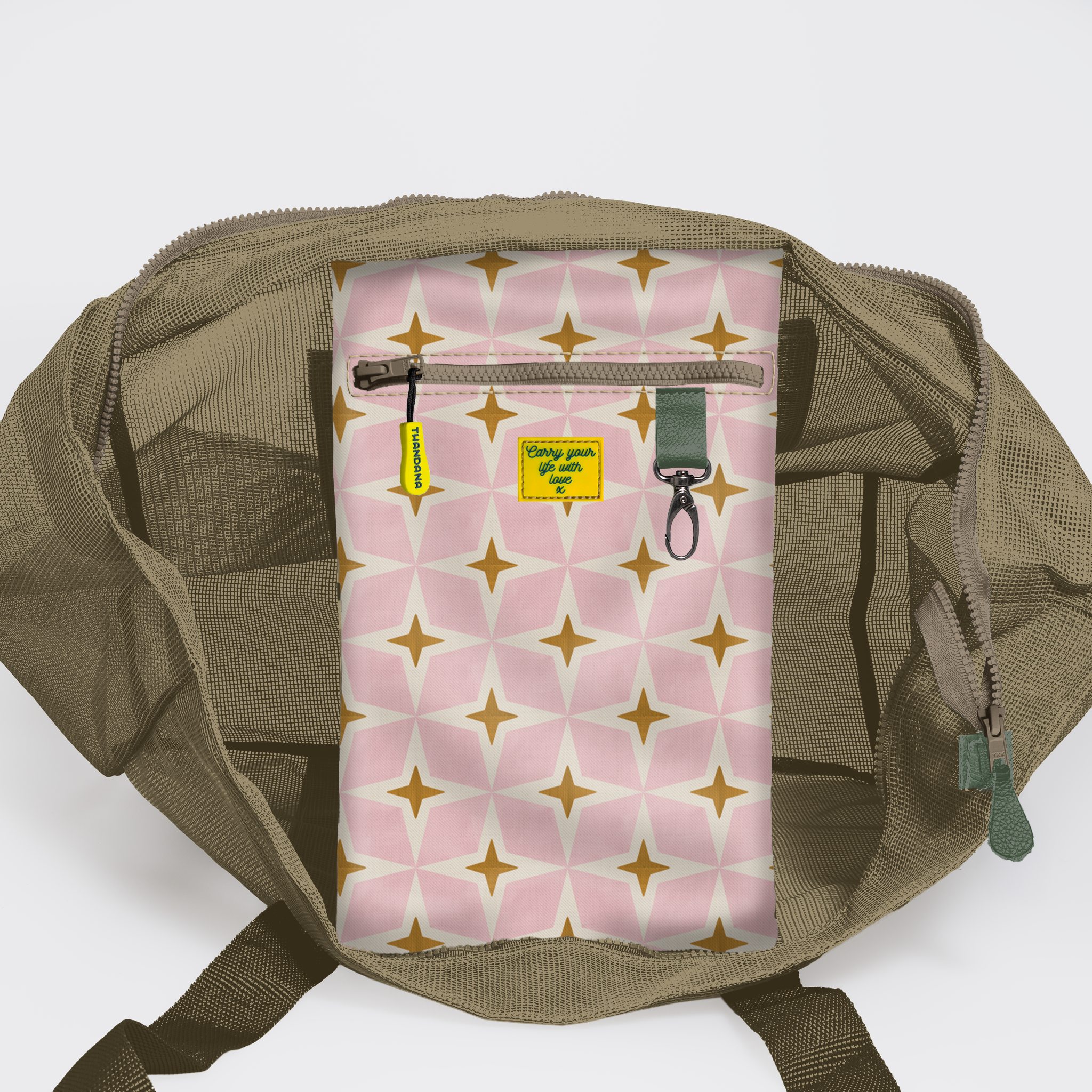 Meshie Jumbo Beach Bag | Olive Nova - Blush Utility Shopper Bag by Thandana