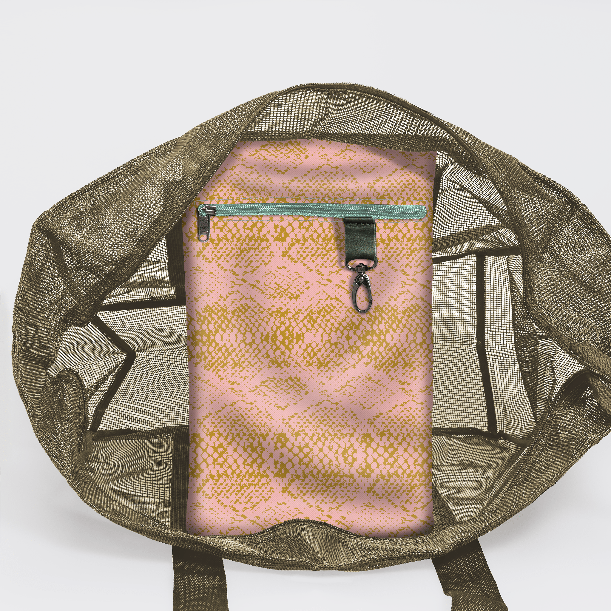 Meshie Jumbo Beach Bag | Olive Python - Bloom Utility Shopper Bag by Thandana