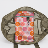 Meshie Jumbo Beach Bag | Olive Smiley - Blush Utility Shopper Bag by Thandana
