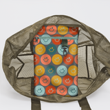 Meshie Jumbo Beach Bag | Olive Smiley - Jet Utility Shopper Bag by Thandana