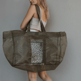 Meshie Jumbo Beach Bag | Olive Utility Shopper Bag by Thandana