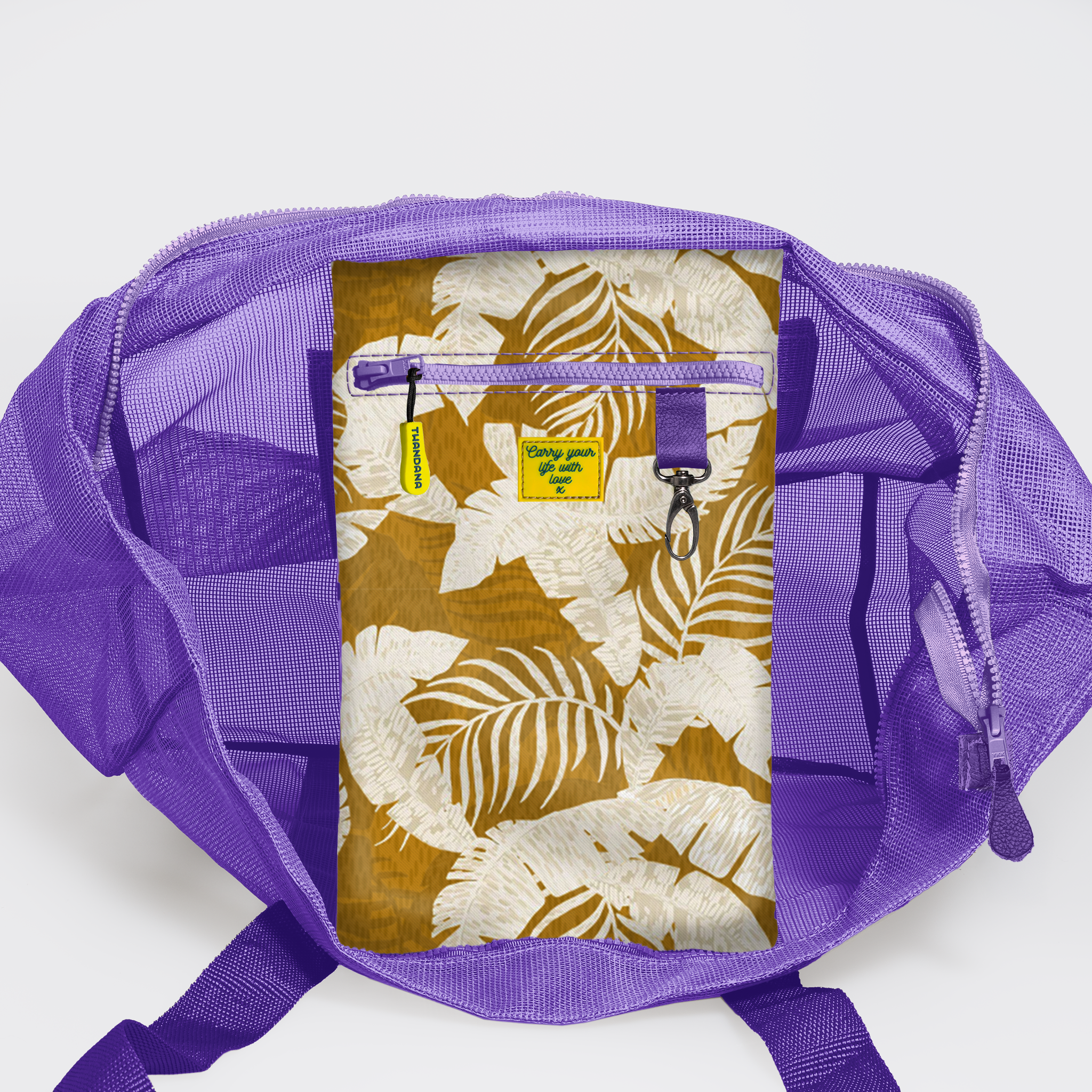 Meshie Jumbo Beach Bag | Purple Fauna - Earth Utility Shopper Bag by Thandana