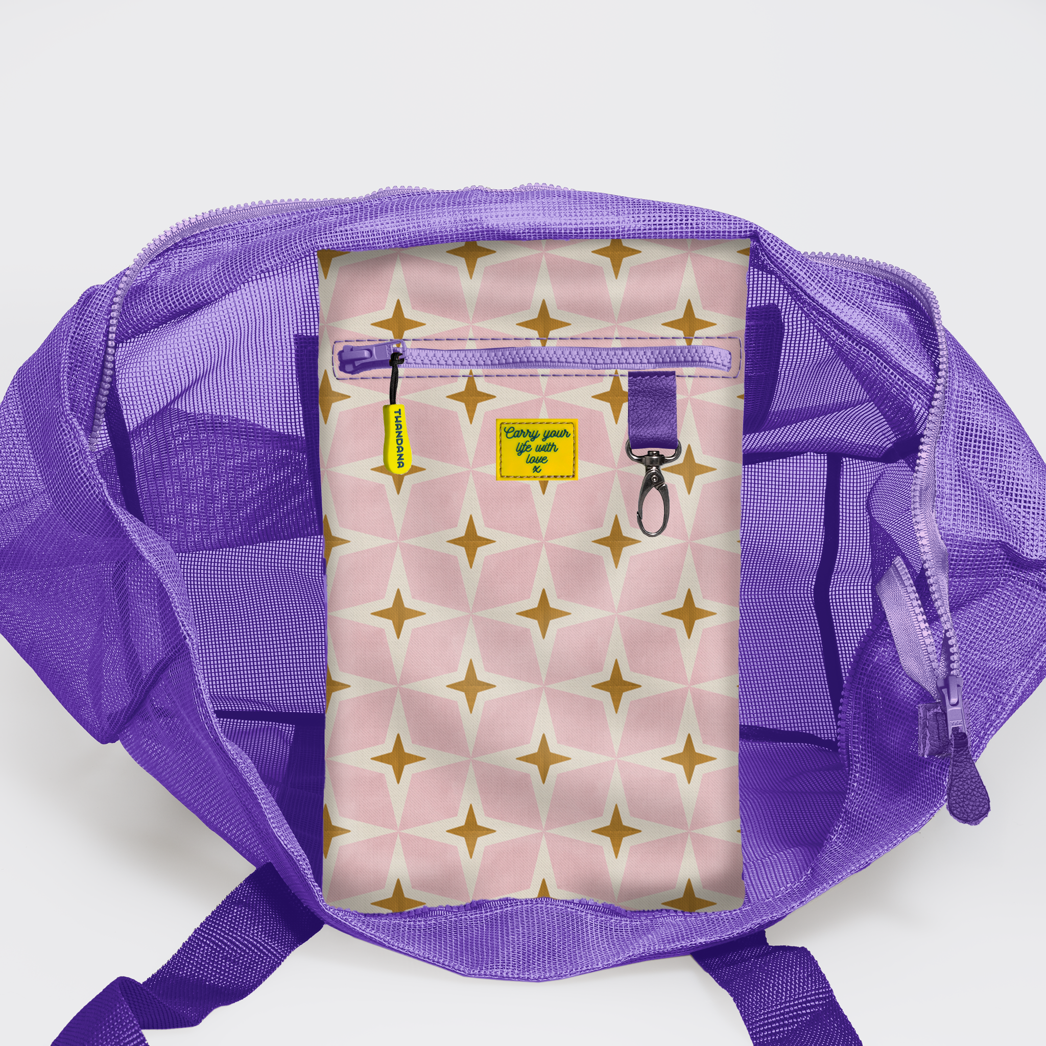 Meshie Jumbo Beach Bag | Purple Nova - Blush Utility Shopper Bag by Thandana