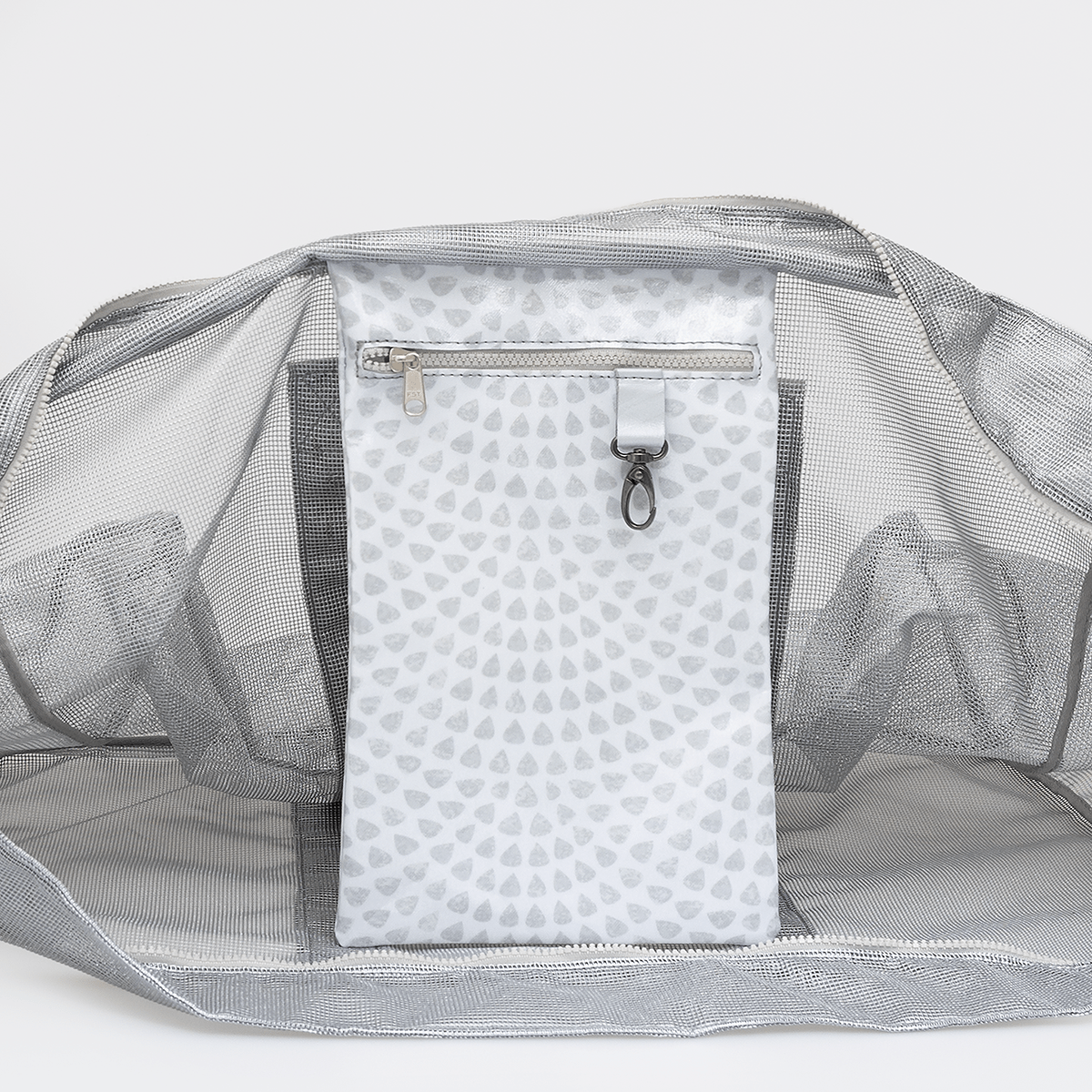 Meshie Jumbo Beach Bag | Silver Scale Away with me - Moonstruck Utility Shopper Bag by Thandana