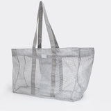 Meshie Jumbo Beach Bag | Silver Utility Shopper Bag by Thandana