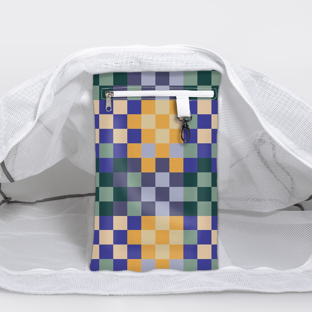 Meshie Jumbo Beach Bag | White Checker - Jet Utility Shopper Bag by Thandana