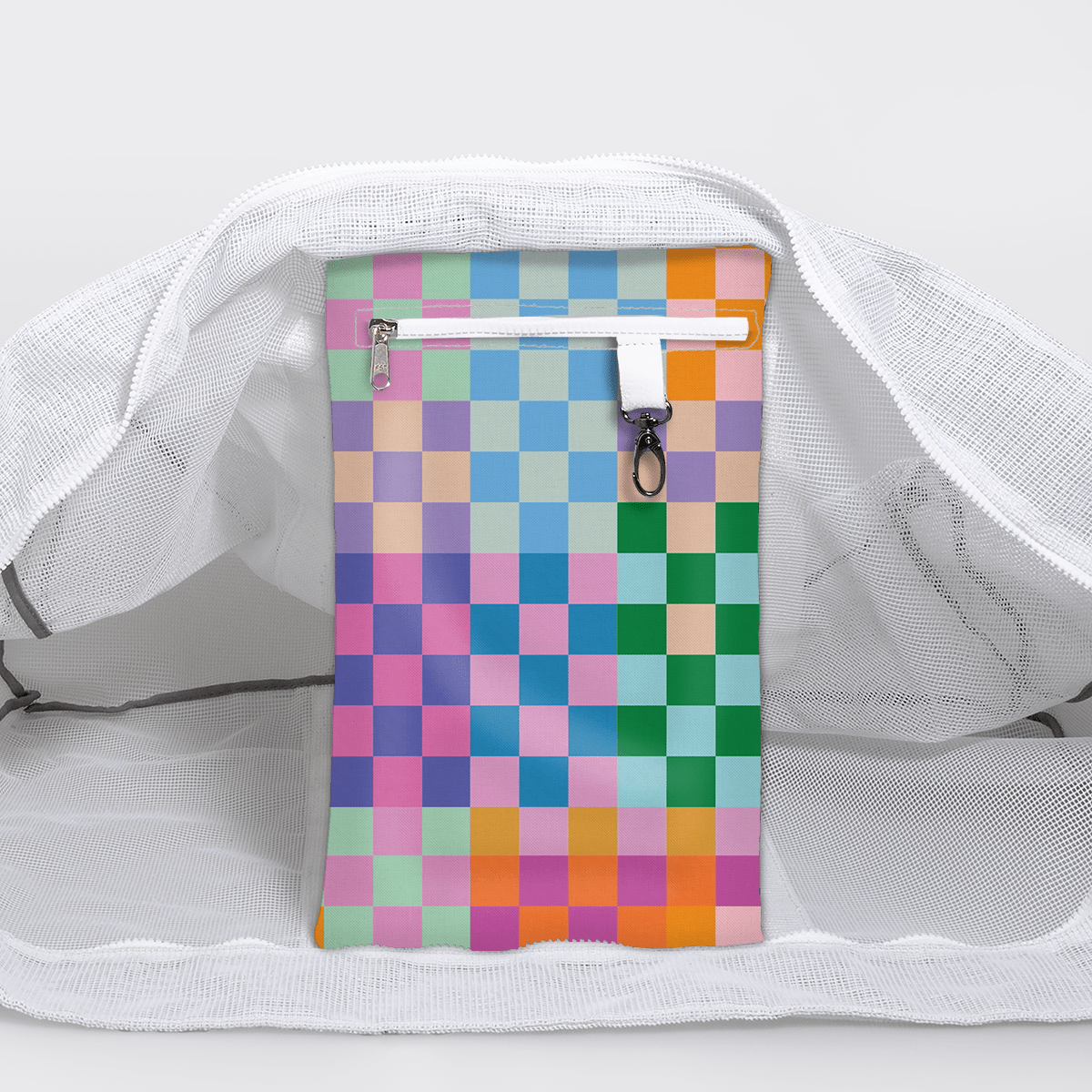 Meshie Jumbo Beach Bag | White Checker - Preppy Utility Shopper Bag by Thandana