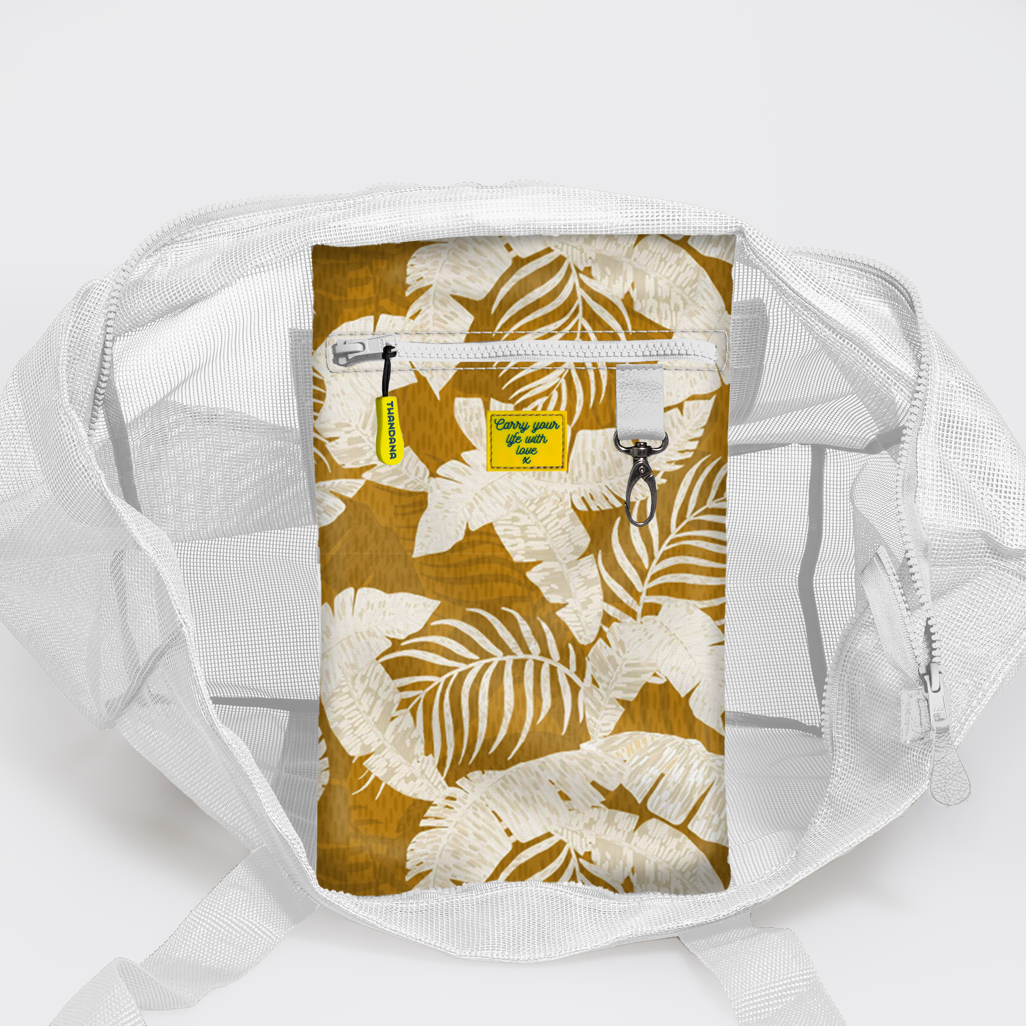 Meshie Jumbo Beach Bag | White Fauna - Earth Utility Shopper Bag by Thandana