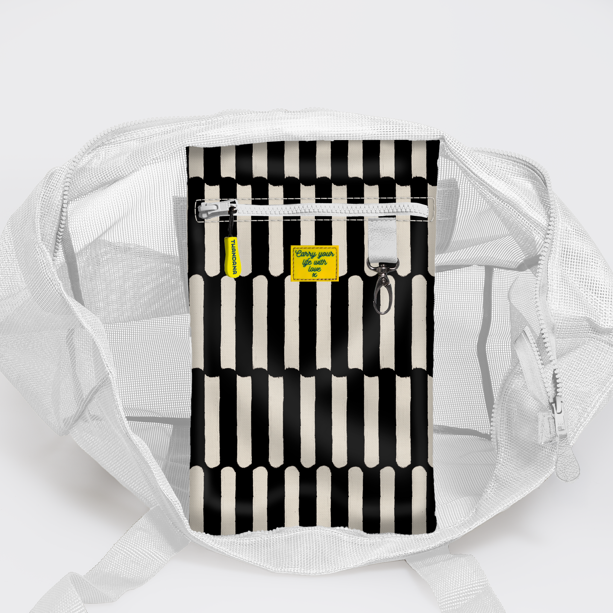 Meshie Jumbo Beach Bag | White Indie - Pitch Utility Shopper Bag by Thandana