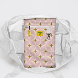 Meshie Jumbo Beach Bag | White Nova - Blush Utility Shopper Bag by Thandana