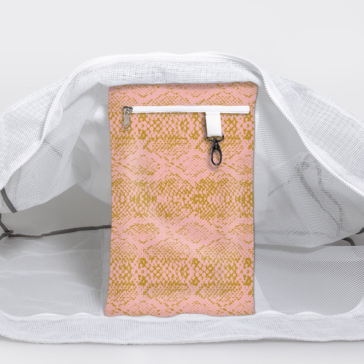 Meshie Jumbo Beach Bag | White Python - Bloom Utility Shopper Bag by Thandana