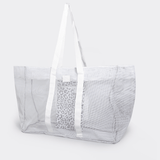 Meshie Jumbo Beach Bag | White Utility Shopper Bag by Thandana