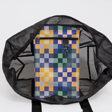 Meshie Large Beach Bag | Black Checker - Jet Utility Shopper Bag by Thandana
