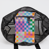 Meshie Large Beach Bag | Black Checker - Preppy Utility Shopper Bag by Thandana