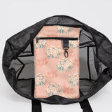 Meshie Large Beach Bag | Black Crazy Daisy - Blush Utility Shopper Bag by Thandana