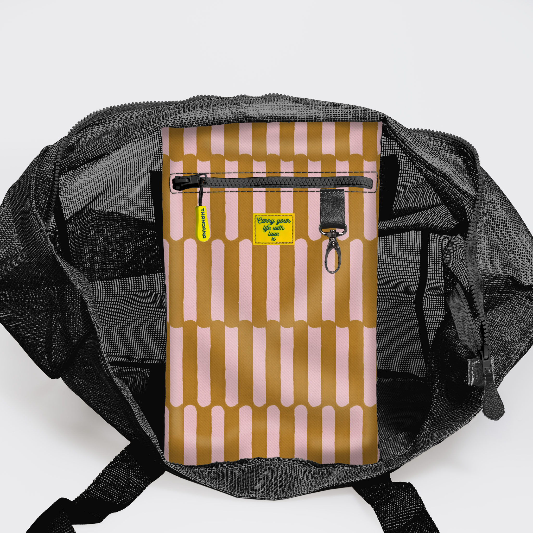 Meshie Large Beach Bag | Black Indie - Sunset Utility Shopper Bag by Thandana