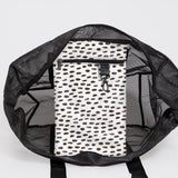 Meshie Large Beach Bag | Black Seeds - White Utility Shopper Bag by Thandana