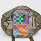 Meshie Large Beach Bag | Olive Checker - Preppy Utility Shopper Bag by Thandana