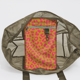 Meshie Large Beach Bag | Olive Cheetah - Preppy Utility Shopper Bag by Thandana