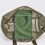 Meshie Large Beach Bag | Olive Cheetah - Olive Utility Shopper Bag by Thandana