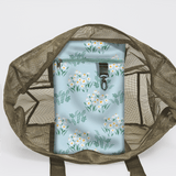 Meshie Large Beach Bag | Olive Crazy Daisy - Sage Utility Shopper Bag by Thandana