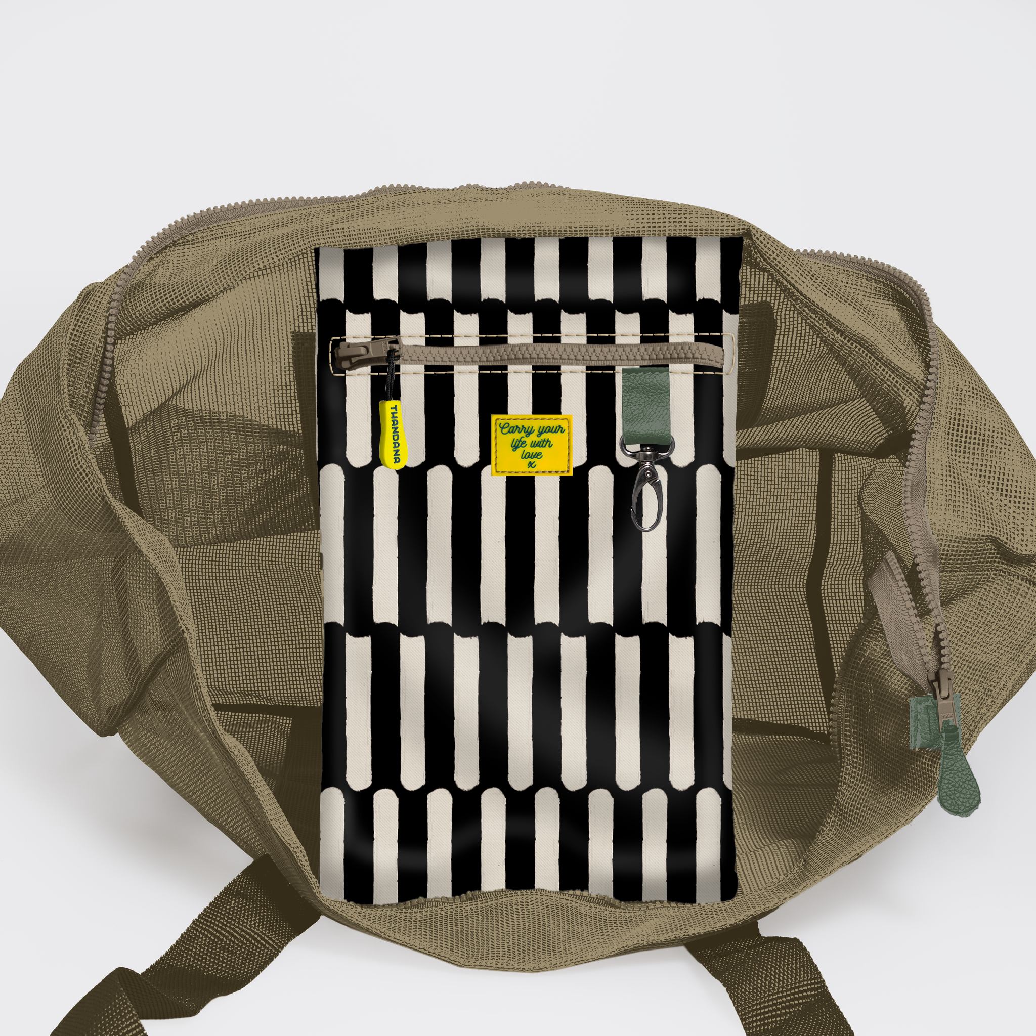 Meshie Large Beach Bag | Olive Indie - Pitch Utility Shopper Bag by Thandana