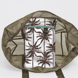 Meshie Large Beach Bag | Olive Palm - Neutral Utility Shopper Bag by Thandana