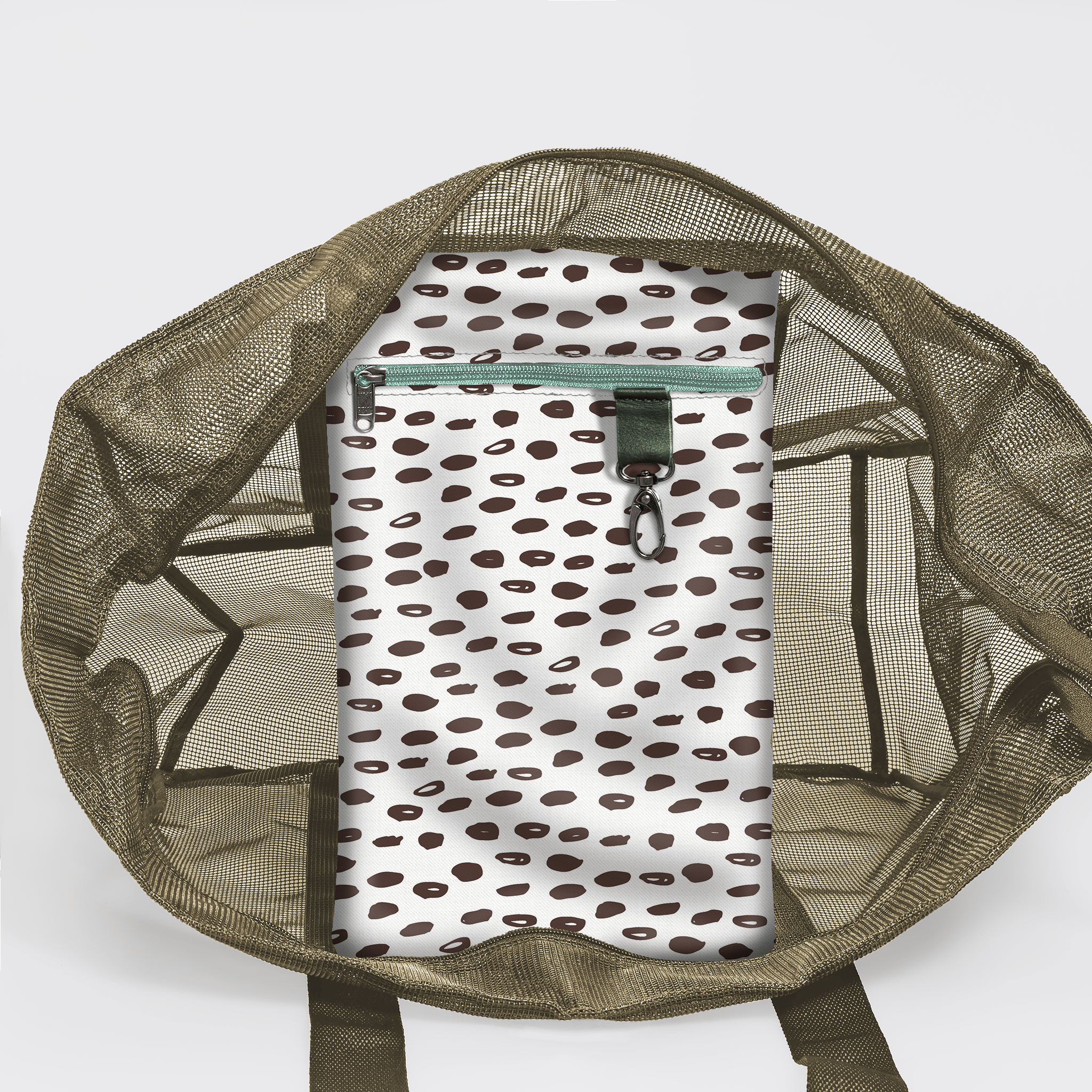 Meshie Large Beach Bag | Olive Seeds - White Utility Shopper Bag by Thandana