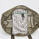 Meshie Large Beach Bag | Olive Seeds - White Utility Shopper Bag by Thandana