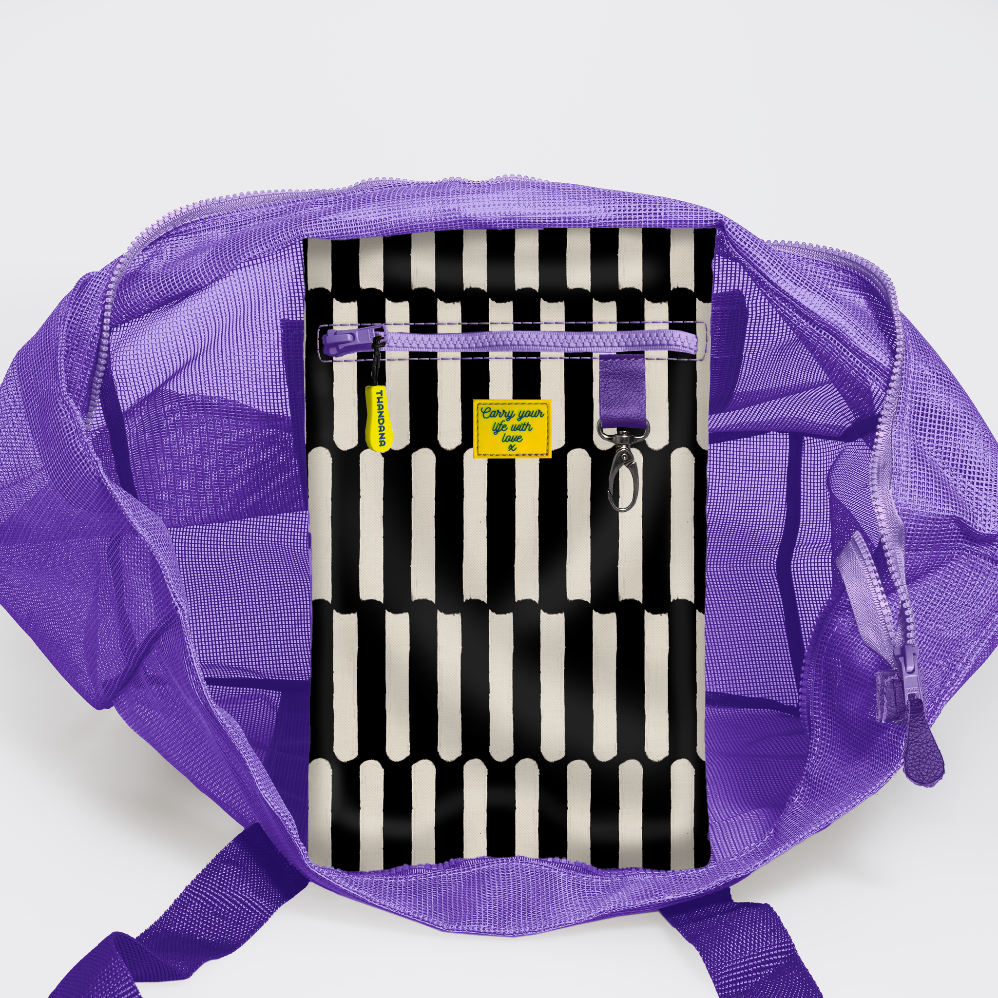 Meshie Large Beach Bag | Purple Indie - Pitch Utility Shopper Bag by Thandana