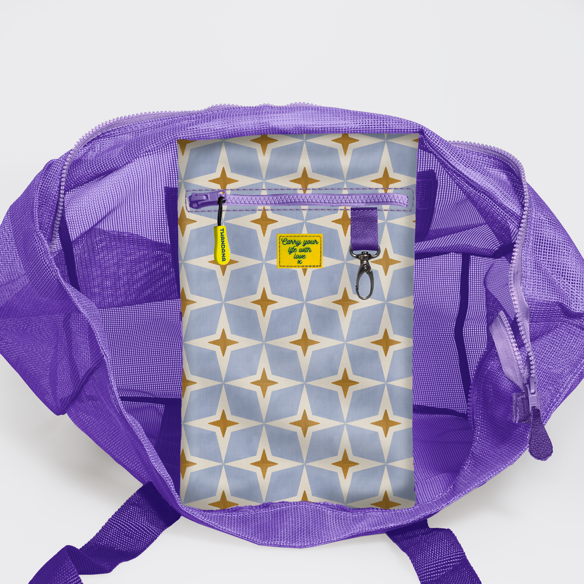 Meshie Large Beach Bag | Purple Nova - Mist Utility Shopper Bag by Thandana