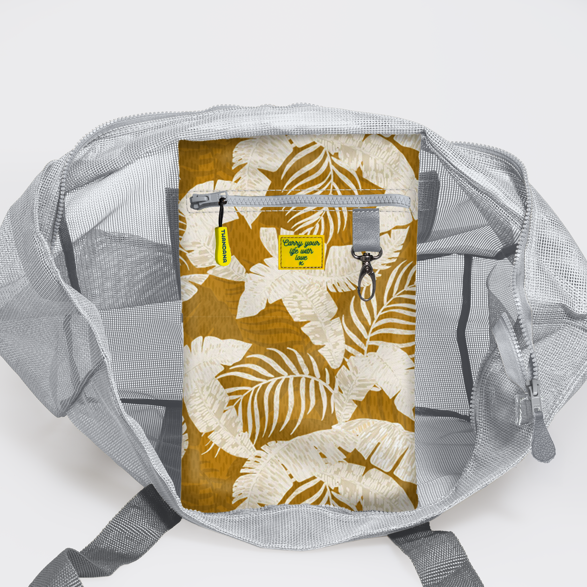 Meshie Large Beach Bag | Silver Fauna - Earth Utility Shopper Bag by Thandana
