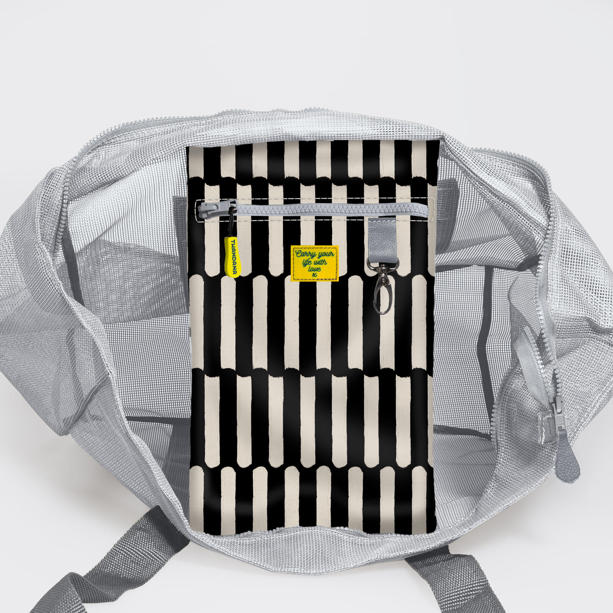Meshie Large Beach Bag | Silver Indie - Pitch Utility Shopper Bag by Thandana