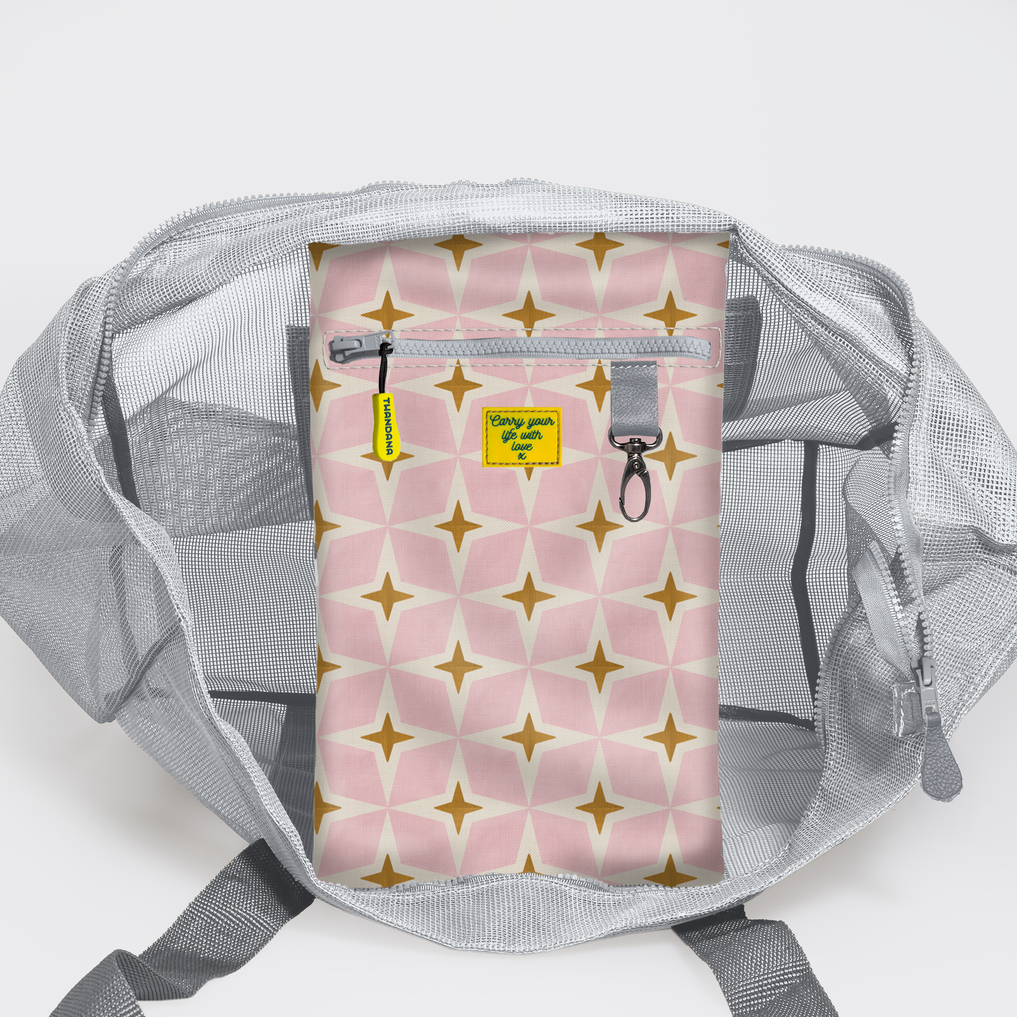 Meshie Large Beach Bag | Silver Nova - Blush Utility Shopper Bag by Thandana