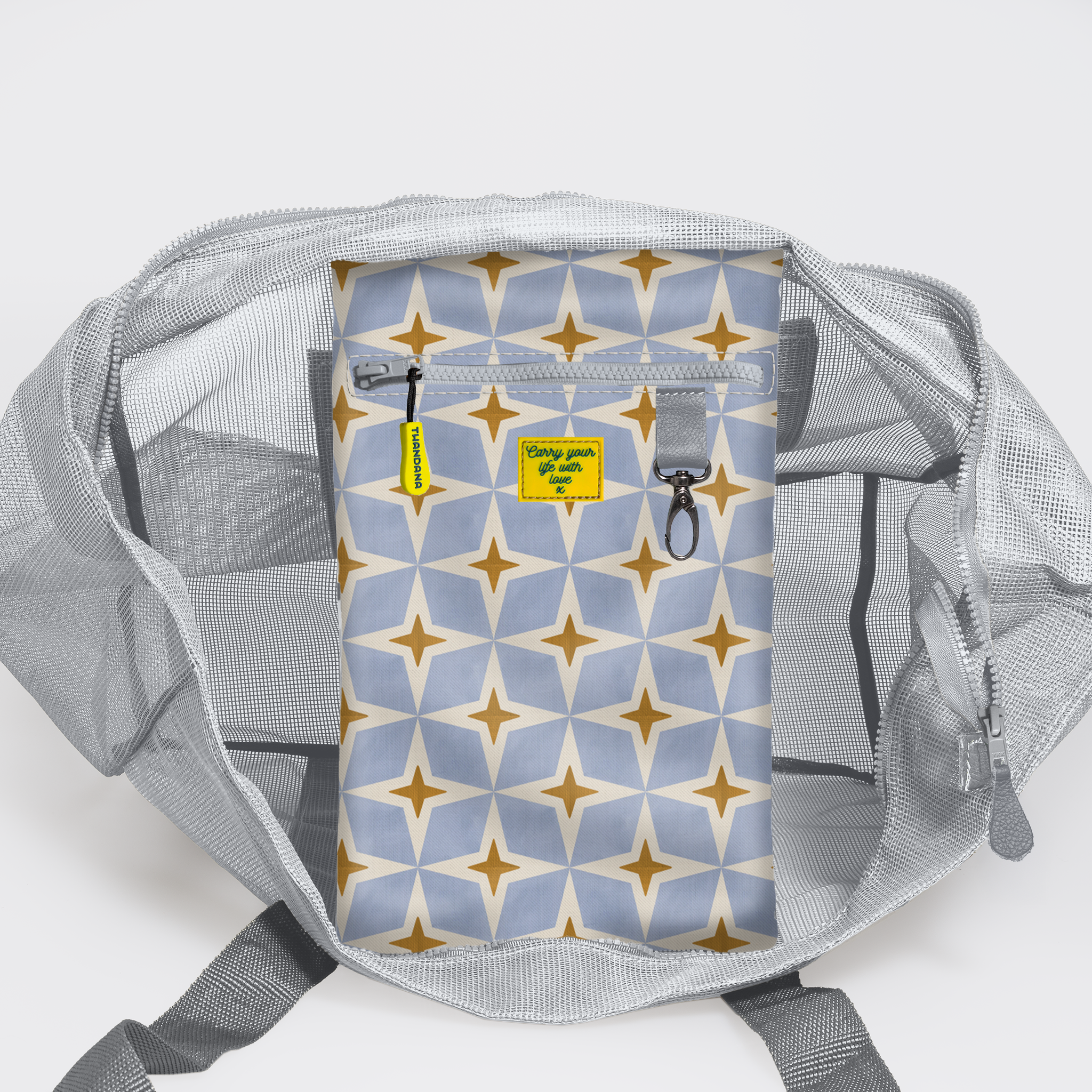 Meshie Large Beach Bag | Silver Nova - Mist Utility Shopper Bag by Thandana