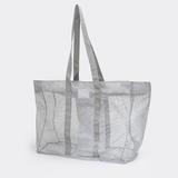 Meshie Large Beach Bag | Silver Utility Shopper Bag by Thandana