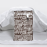 Meshie Large Beach Bag | White Geo - Black Utility Shopper Bag by Thandana