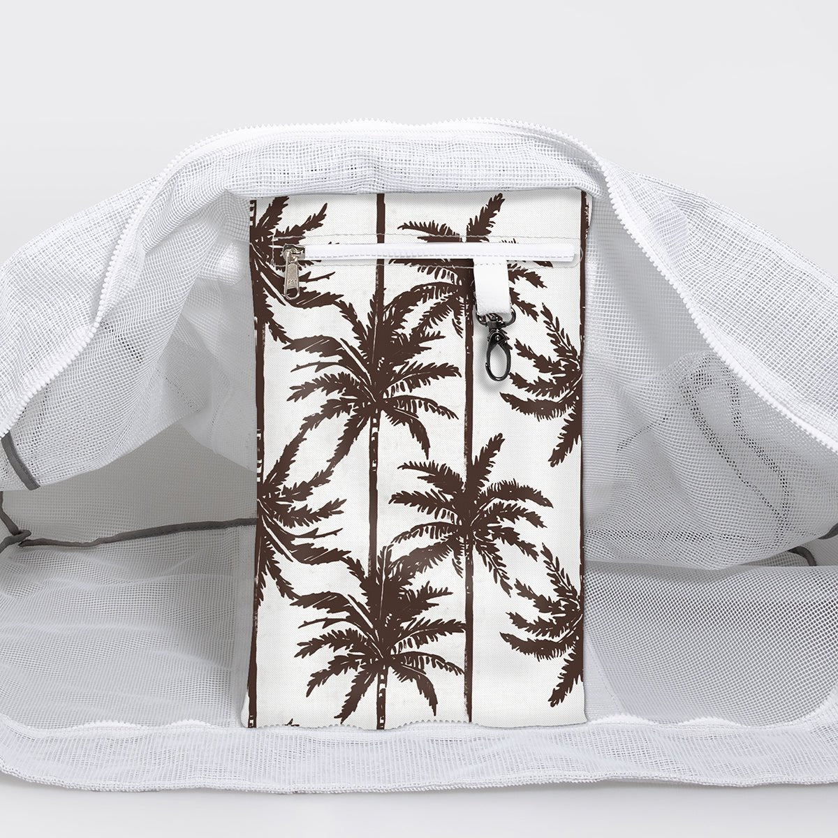 Meshie Large Beach Bag | White Palm - Neutral Utility Shopper Bag by Thandana