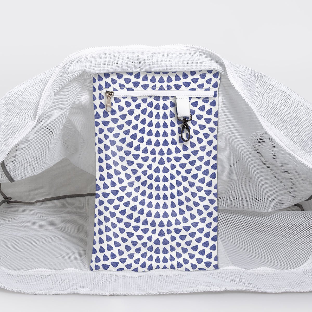 Meshie Large Beach Bag | White Scale Away with me - Dazzling Blue Utility Shopper Bag by Thandana