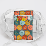 Meshie Large Beach Bag | White Smiley - Jet Utility Shopper Bag by Thandana