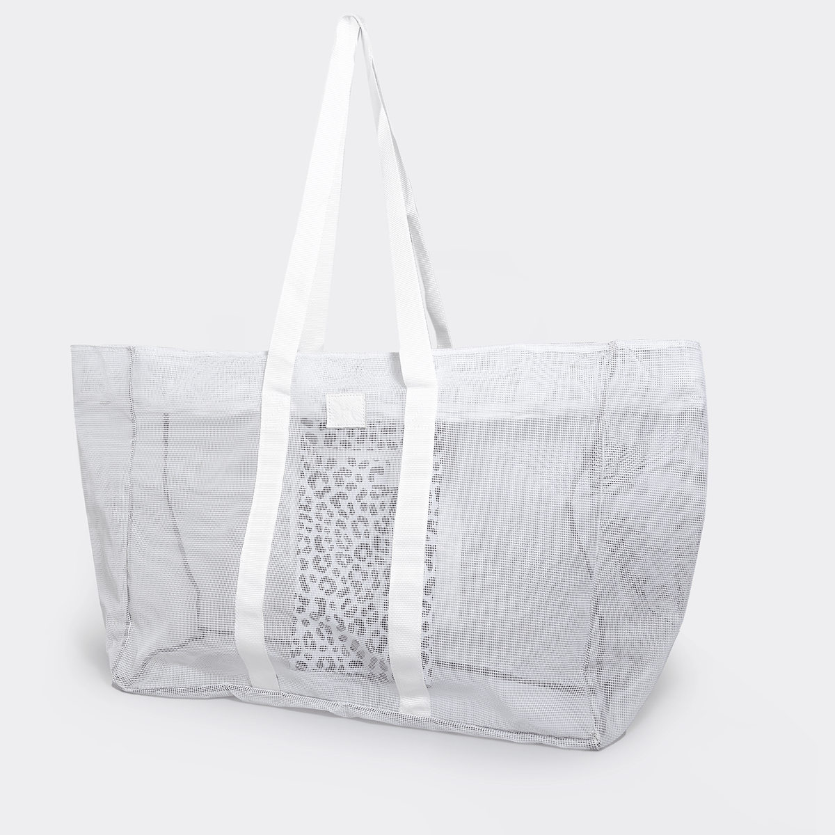 Meshie Large Beach Bag | White Utility Shopper Bag by Thandana