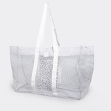 Meshie Large Beach Bag | White Utility Shopper Bag by Thandana