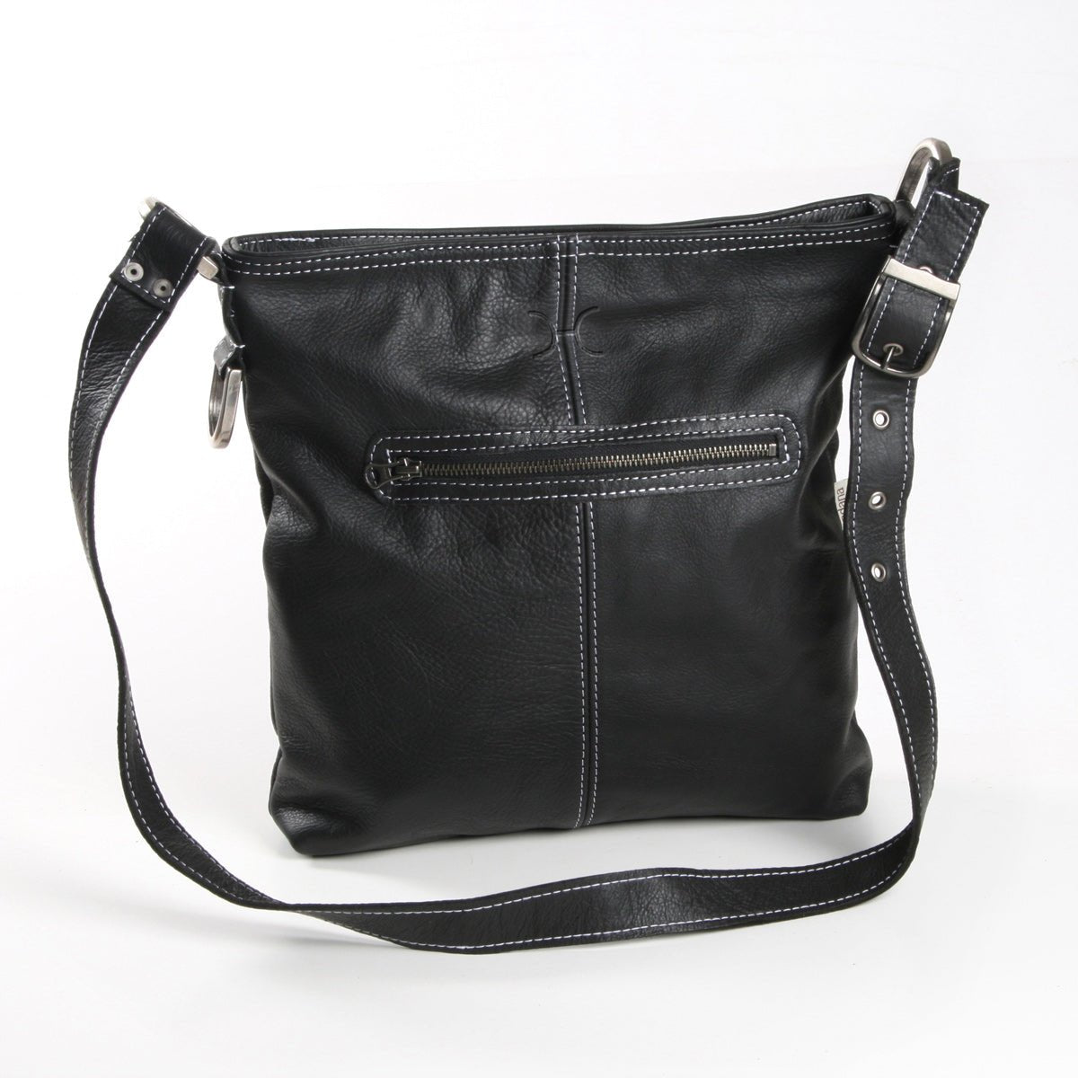 Messenger Handbag | Genuine Leather Black Leather / Gunmetal (default) Handbag by Thandana