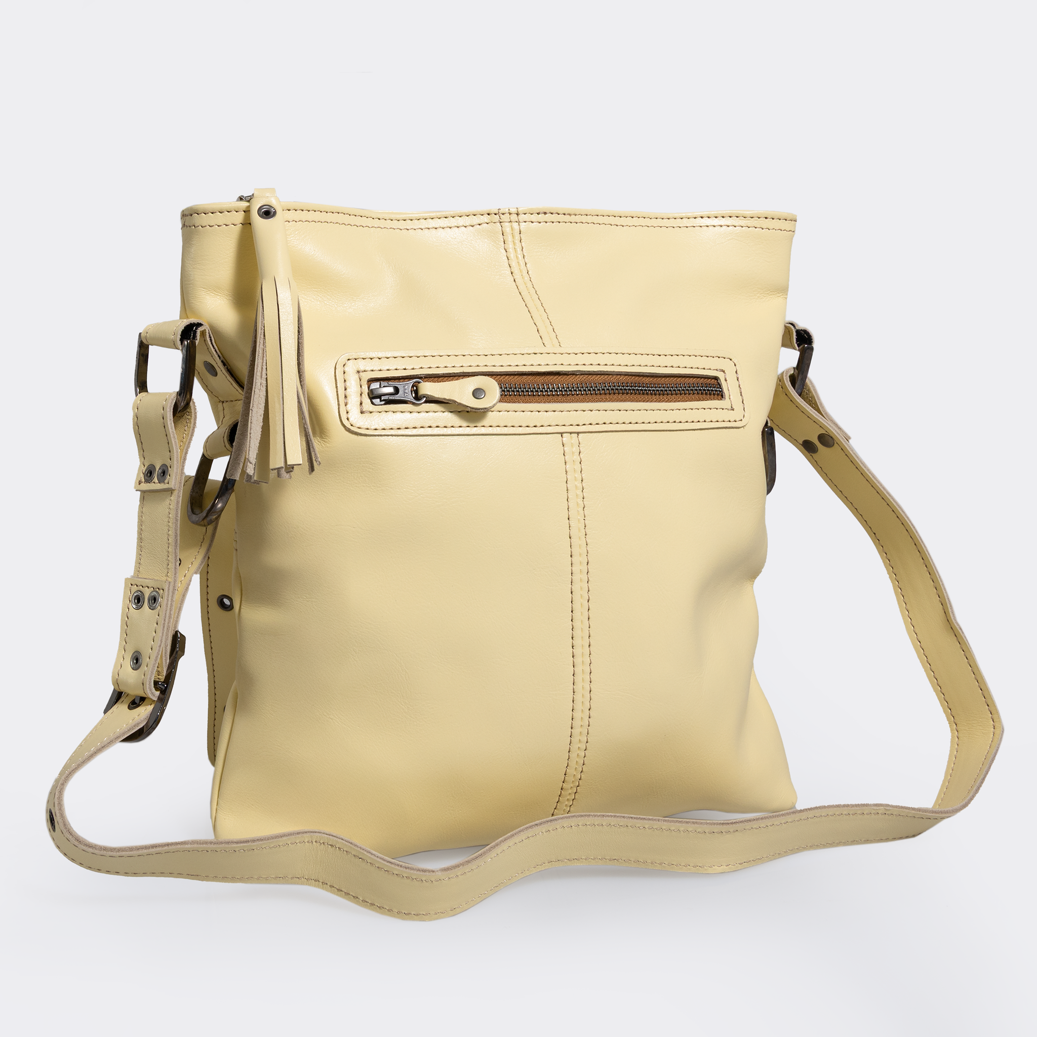 Messenger Handbag | Genuine Leather Button / Gunmetal (default) Handbag by Thandana