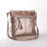 Messenger Handbag | Genuine Leather Champagne Leather / Gunmetal (default) Handbag by Thandana