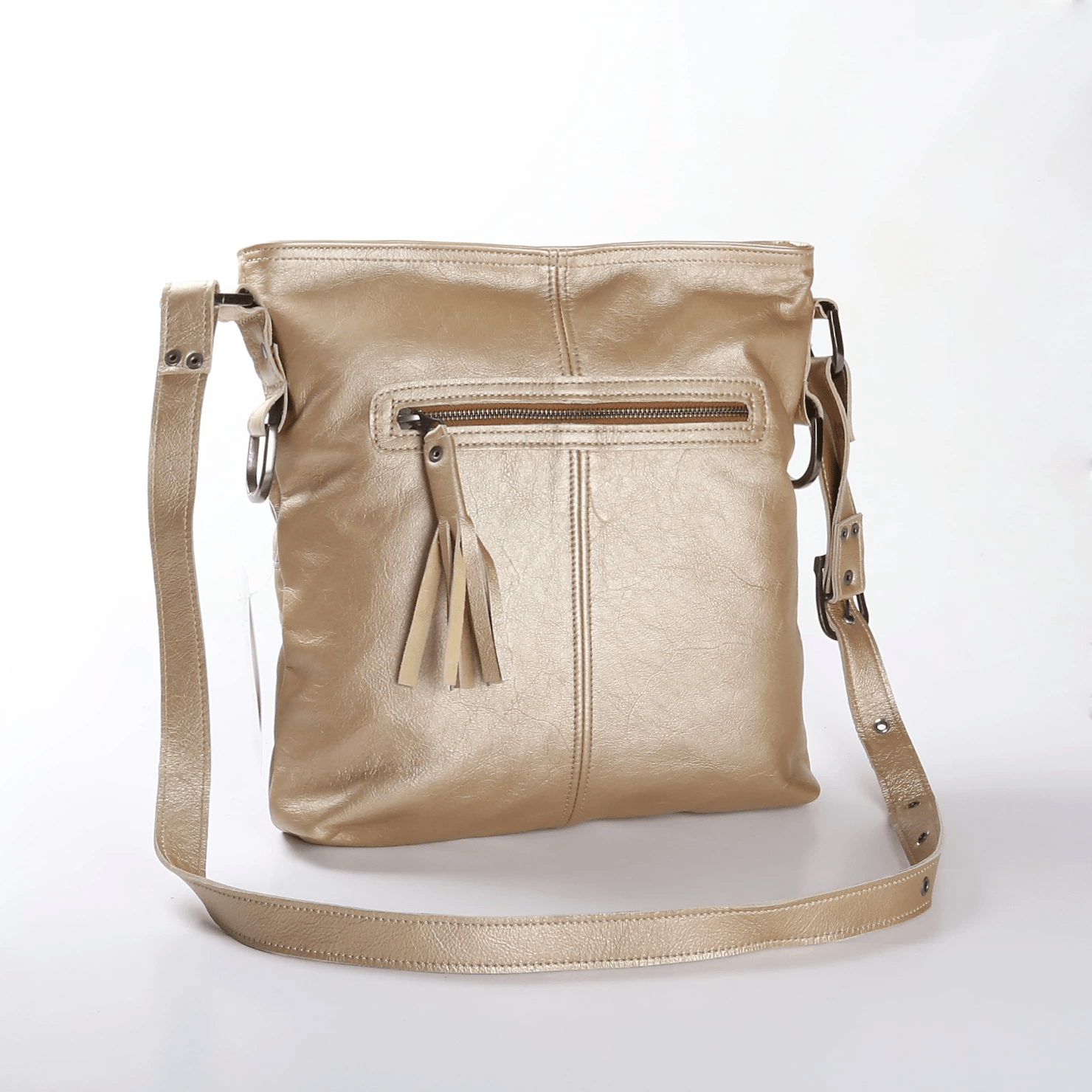 Messenger Handbag | Genuine Leather Gold Leather / Gunmetal (default) Handbag by Thandana